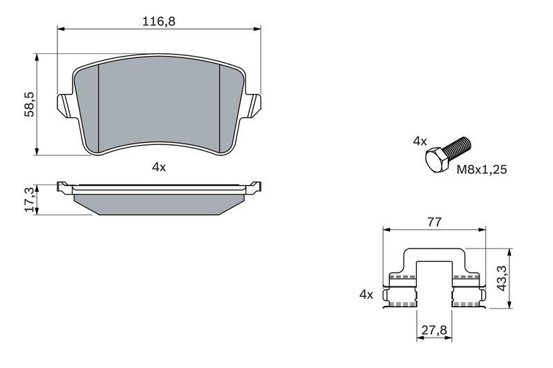 Kit de plaquettes de frein, frein à disque BOSCH 0 986 494 733