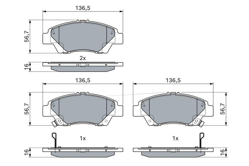 Kit de plaquettes de frein, frein à disque BOSCH 0 986 494 896