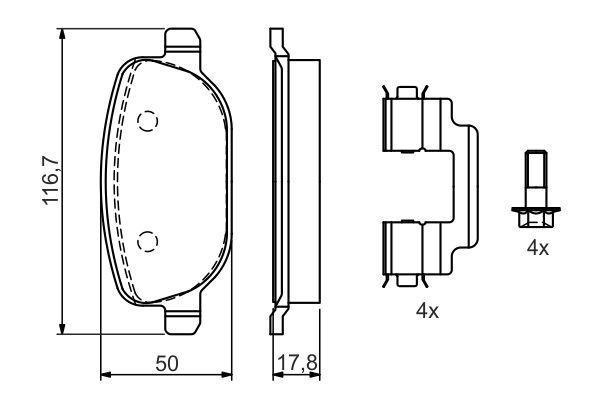Kit de plaquettes de frein, frein à disque BOSCH 0986424775