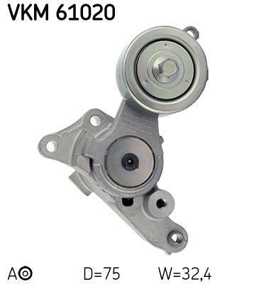 Tendeur de courroie, courroie trapézoïdale à nervures SKF VKM 61020