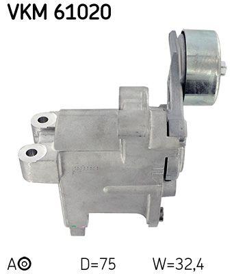 Tendeur de courroie, courroie trapézoïdale à nervures SKF VKM 61020