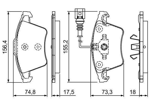 Kit de plaquettes de frein, frein à disque BOSCH 0986494203