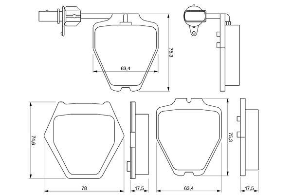 Kit de plaquettes de frein, frein à disque BOSCH 0986424690
