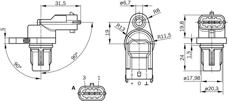 Capteur d'angle, vilebrequin BOSCH 0 281 002 667