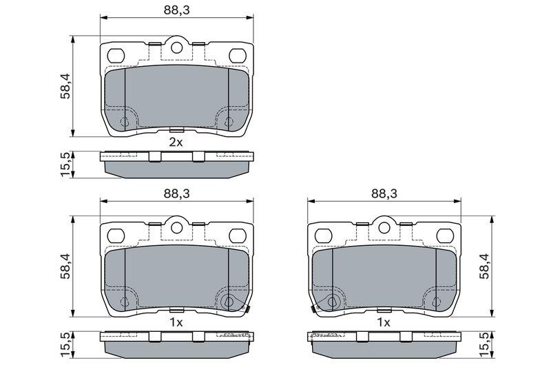 Kit de plaquettes de frein, frein à disque BOSCH 0 986 494 891