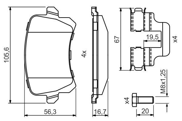 Kit de plaquettes de frein, frein à disque BOSCH 0 986 494 731