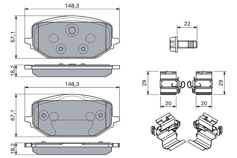 Kit de plaquettes de frein, frein à disque BOSCH 0 986 460 165