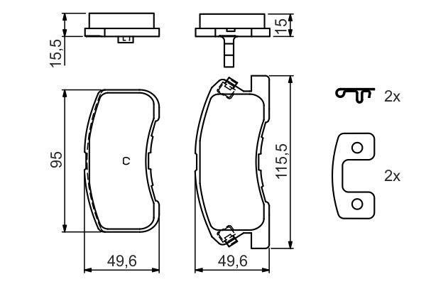 Kit de plaquettes de frein, frein à disque BOSCH 0986424697