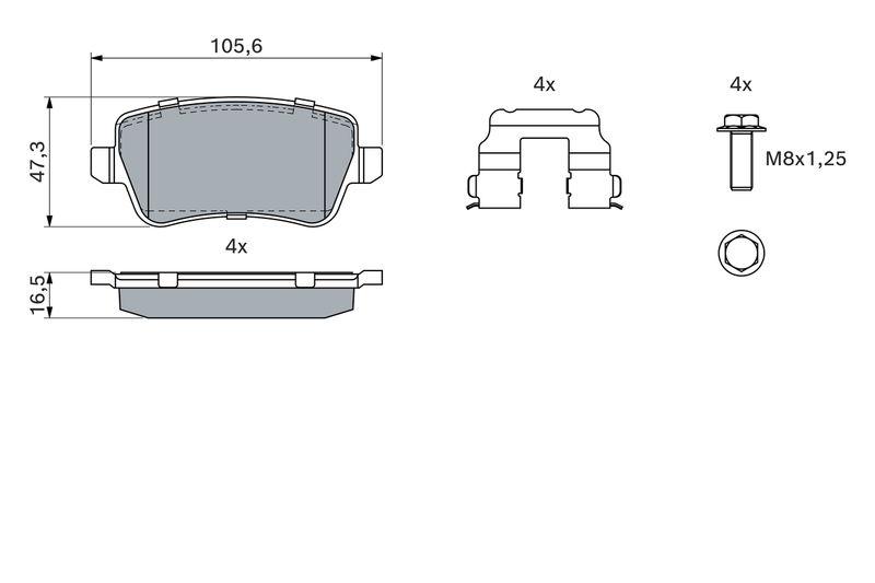 Kit de plaquettes de frein, frein à disque BOSCH 0 986 494 125