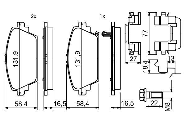 Kit de plaquettes de frein, frein à disque BOSCH 0 986 494 633