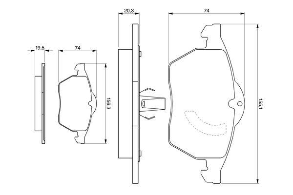Kit de plaquettes de frein, frein à disque BOSCH 0986424360