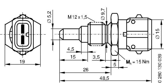 Sonde, température du liquide de refroidissement BOSCH 0 280 130 039