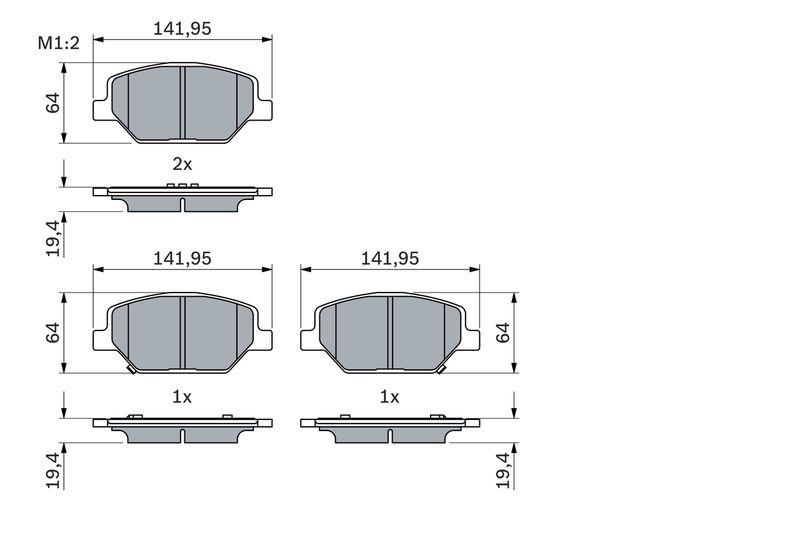 Kit de plaquettes de frein, frein à disque BOSCH 0986424869