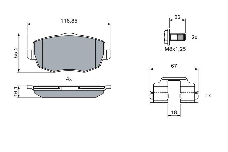 Kit de plaquettes de frein, frein à disque BOSCH 0986424792