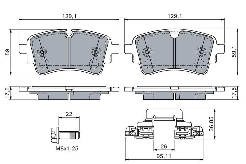 Kit de plaquettes de frein, frein à disque BOSCH 0 986 460 174