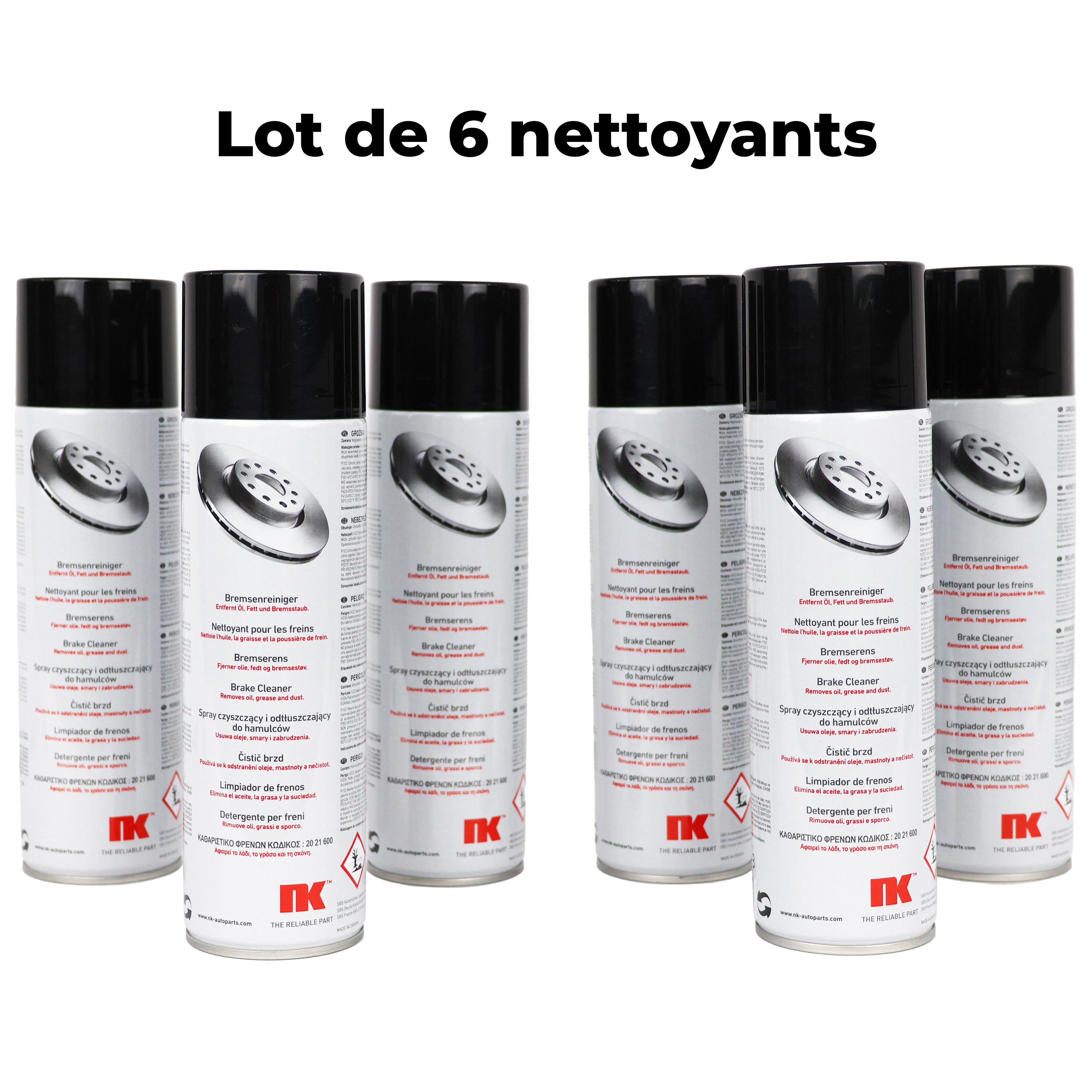 Lot de 6 Nettoyant Frein, dégraissant puissant, aérosol 500ml - NK 2021600