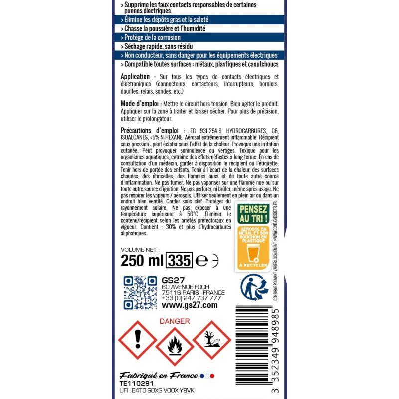 Nettoyant contact séchage rapide aérosol 250 ml - GS27 TE110291