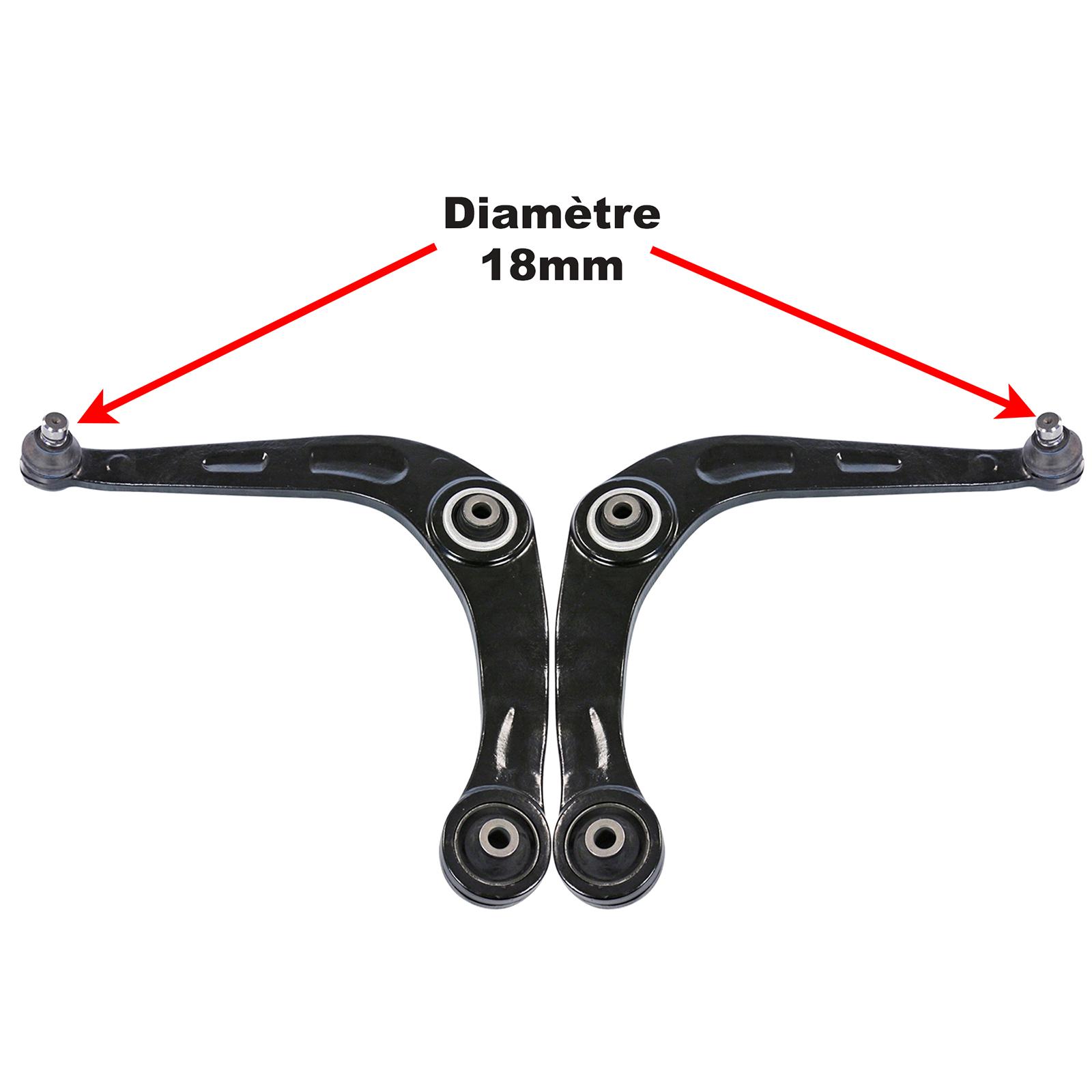 Bras de suspension avant gauche + droit avec rotule 18 mm pour Peugeot 206 PARTSLINE KC00101