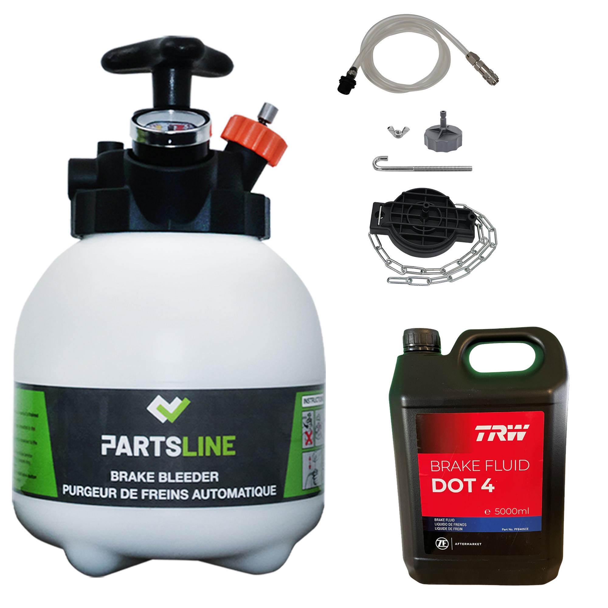 Purgeur autonome de frein et embrayage avec Bidon de 5 Litres de DOT4 PARTSLINE KC00184