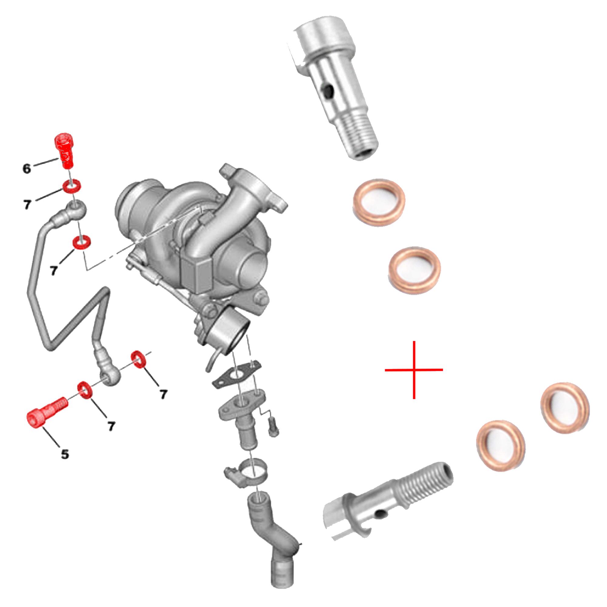 Vis banjos joints tuyau graissage huile turbo 1.6 HDi TDCi PARTSLINE KC00309