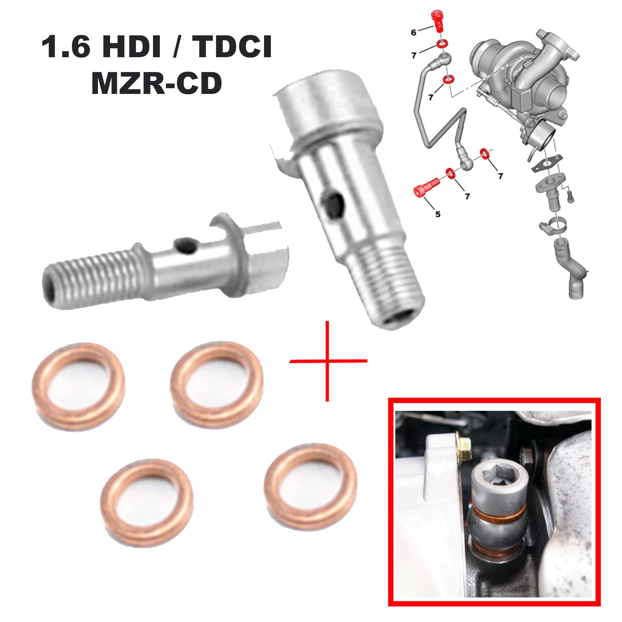 Vis banjos joints tuyau graissage huile turbo 1.6 HDi TDCi PARTSLINE KC00309