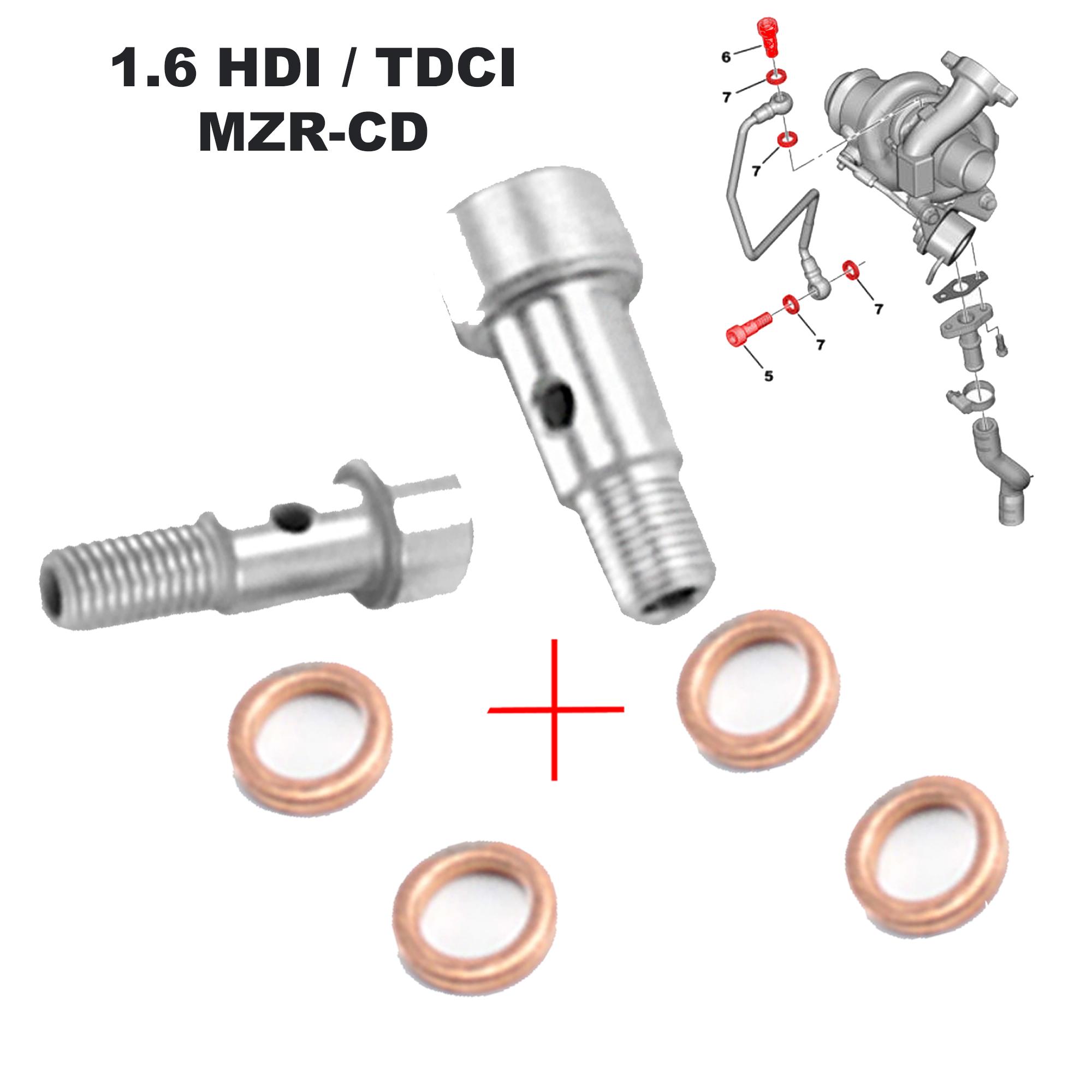 Vis banjos joints tuyau graissage huile turbo 1.6 HDi TDCi PARTSLINE KC00309