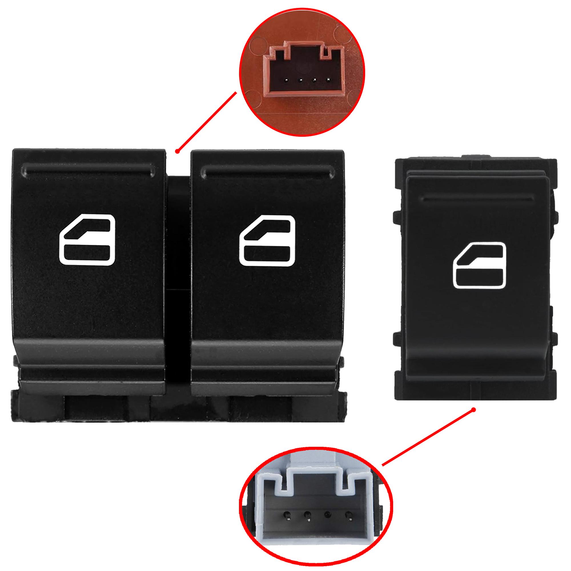 (Lot de 2) Bouton de lève-vitre avant ou arrière pour Skoda PARTSLINE KC01217