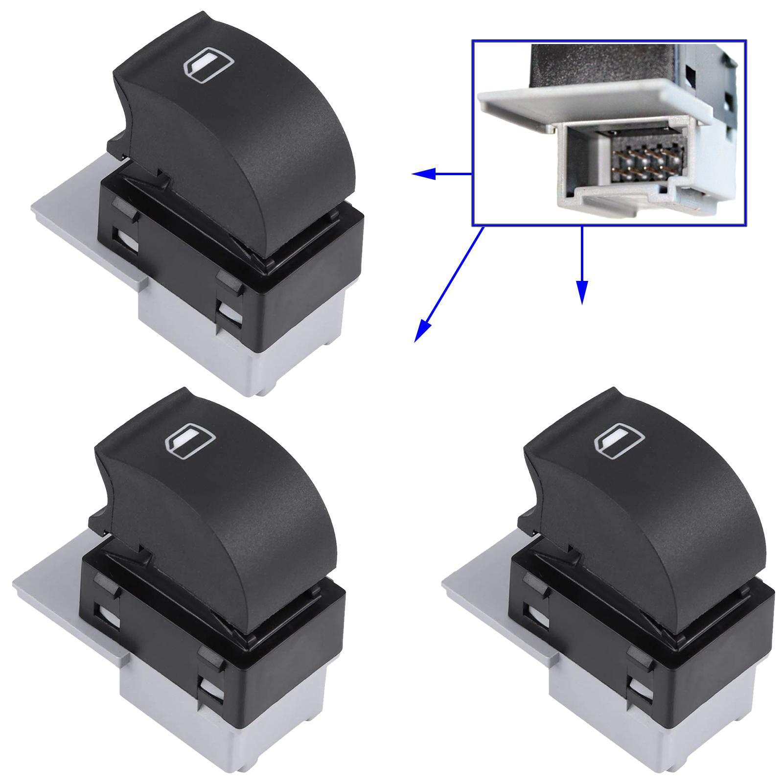 (Lot de 3) Bouton de lève-vitre pour Audi A3 (8L) et A4 (C5) (1996-2005) PARTSLINE KC01223