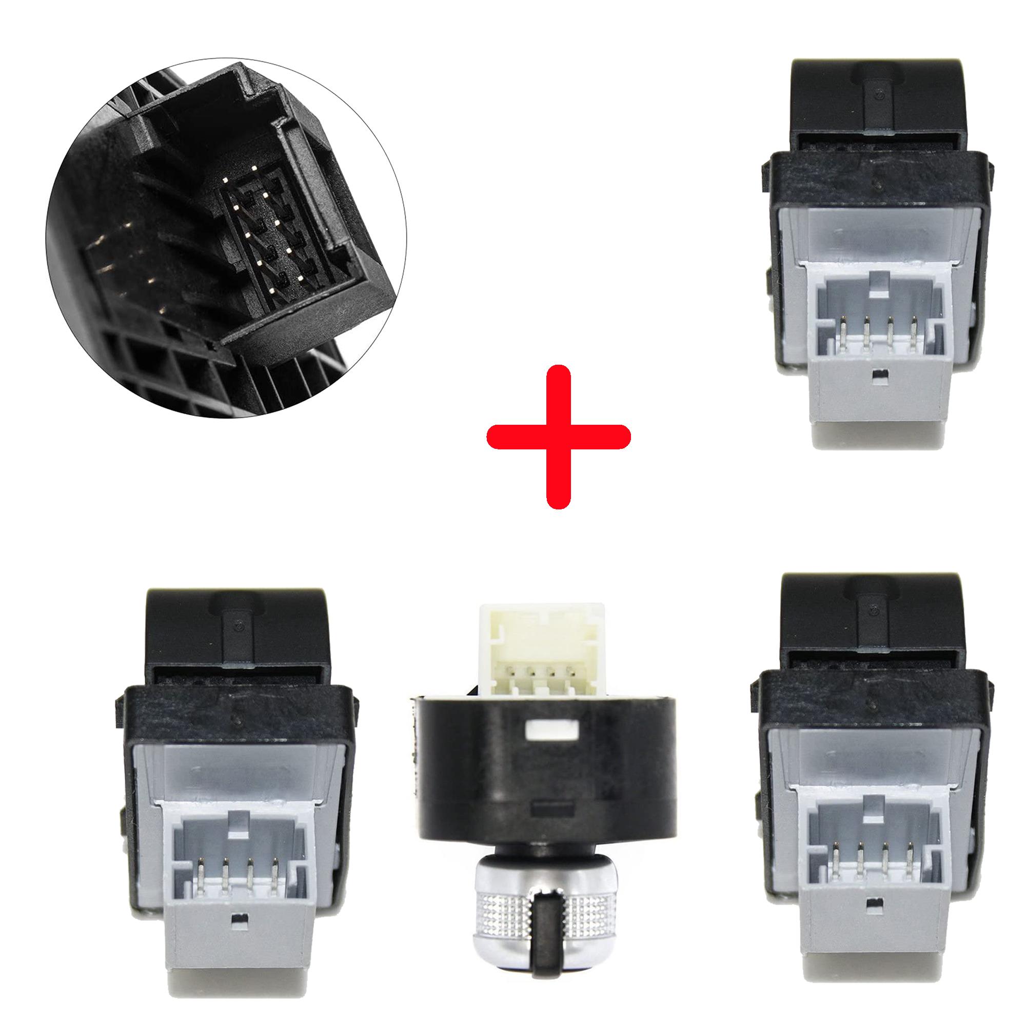 (Lot de 4) Bouton de lève-vitre et molette réglage rétroviseurs pour Audi et Seat PARTSLINE KC01234