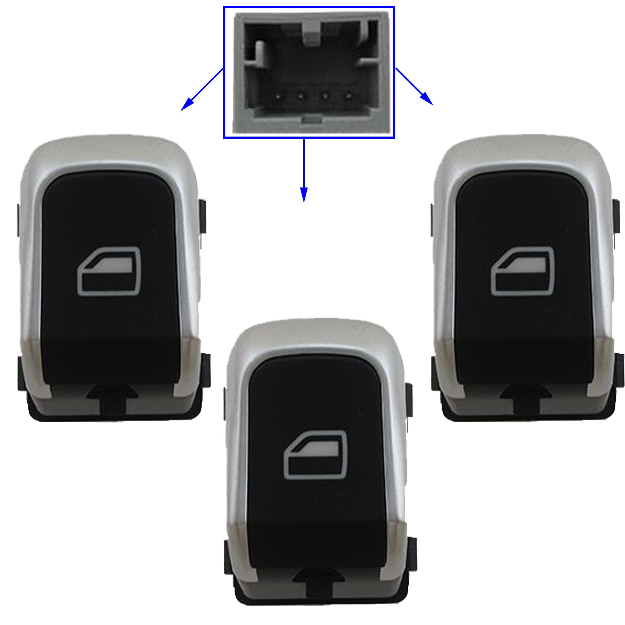 (Lot de 3) Bouton de lève-vitre avant droit et arrière gauche et droit pour Audi PARTSLINE KC01242