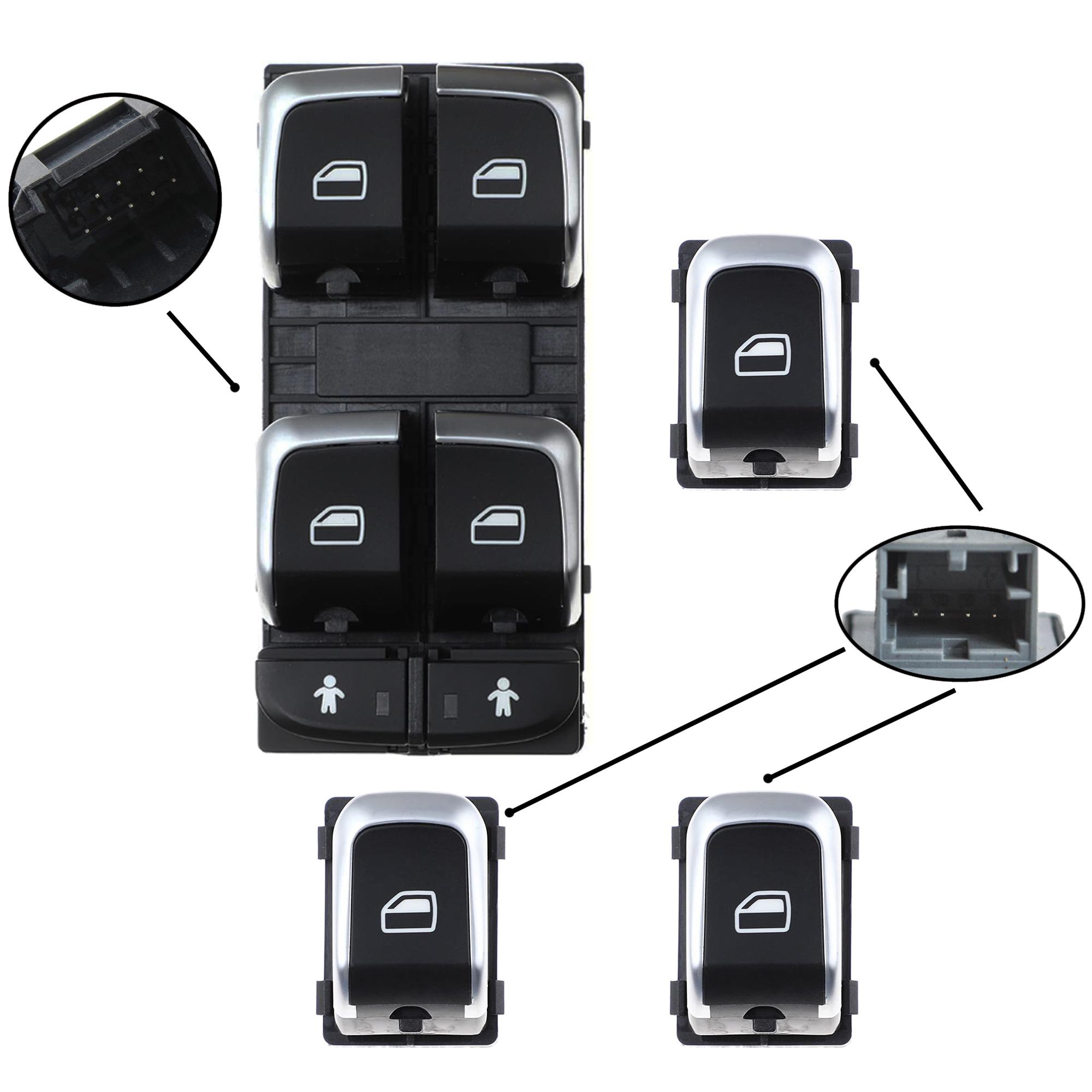 Lot complet de bouton de lève-vitre électrique pour Audi A6 A7 Q3 (2010-2018) PARTSLINE KC01246