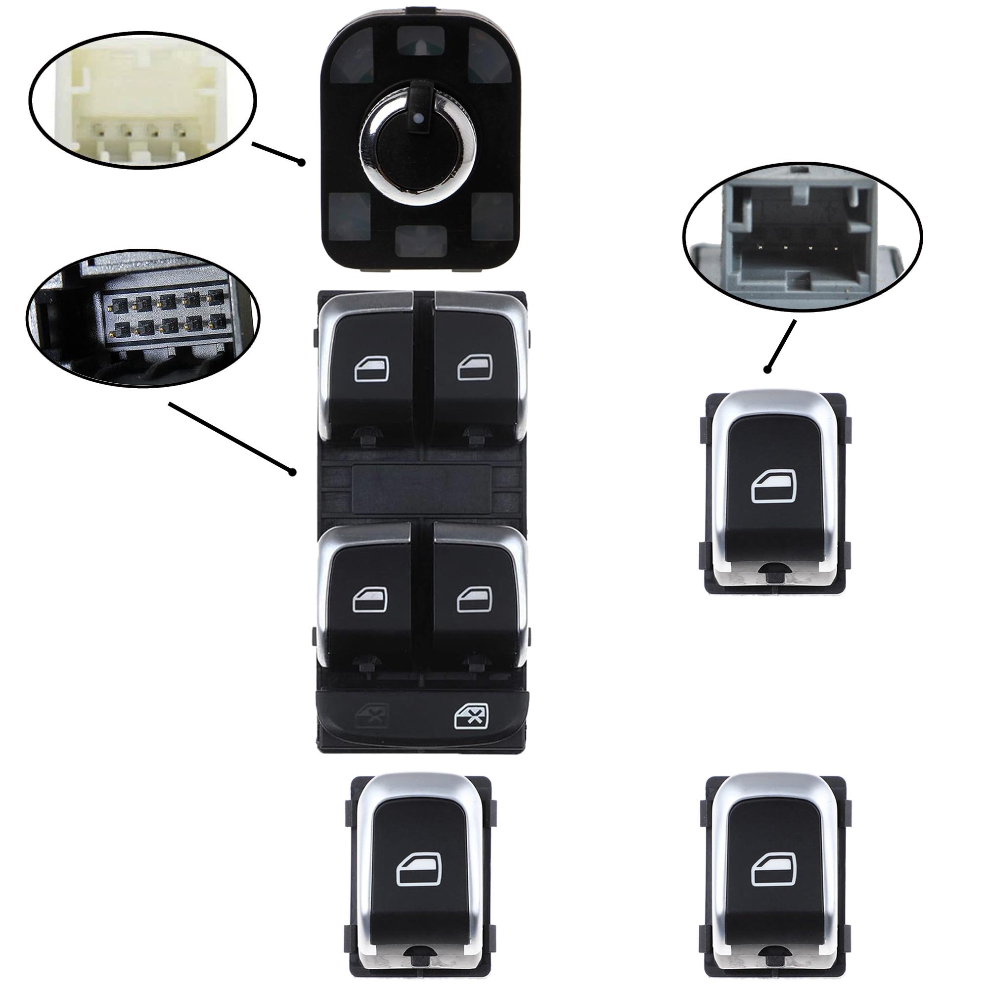 Lot complet de bouton de lève-vitre électrique et molette réglage rétroviseurs PARTSLINE KC01249