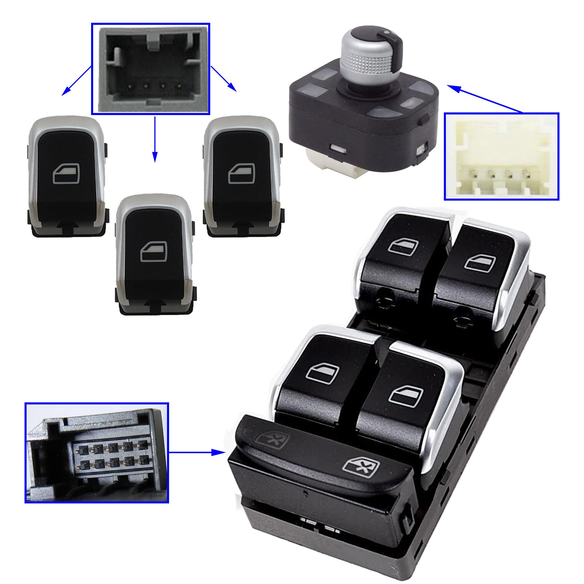 Lot complet de bouton de lève-vitre électrique et molette réglage rétroviseurs PARTSLINE KC01249