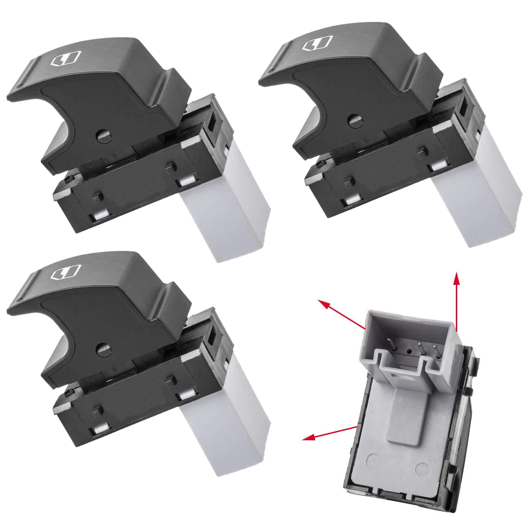 Kit 3 boutons lève vitre avant droit et arrière pour Golf 5 6 Passat Leon Tiguan PARTSLINE KC01263