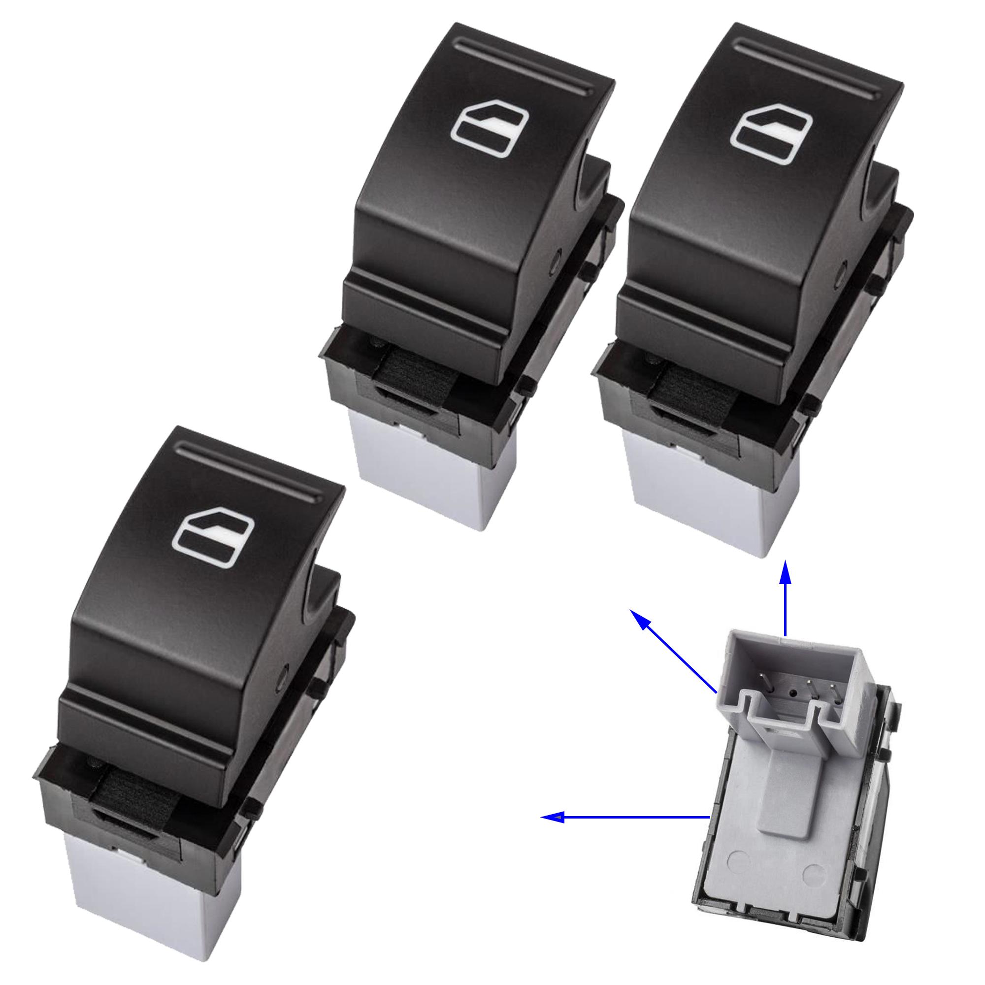 Kit 3 boutons lève vitre avant droit et arrière pour Golf 5 6 Passat Leon Tiguan PARTSLINE KC01263