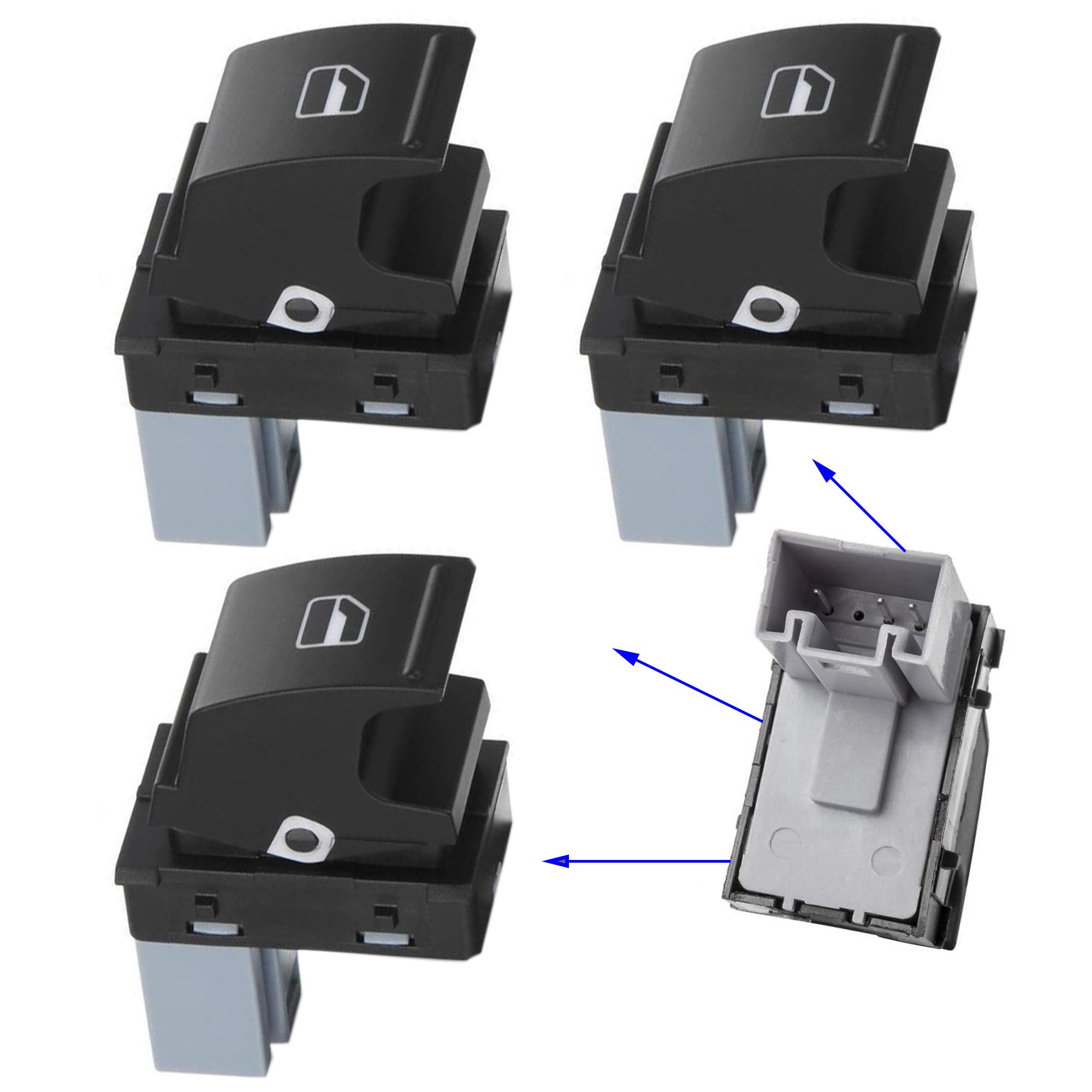 Kit 3 boutons lève vitre avant droit et arrière pour Golf 5 6 Passat Leon Tiguan PARTSLINE KC01263