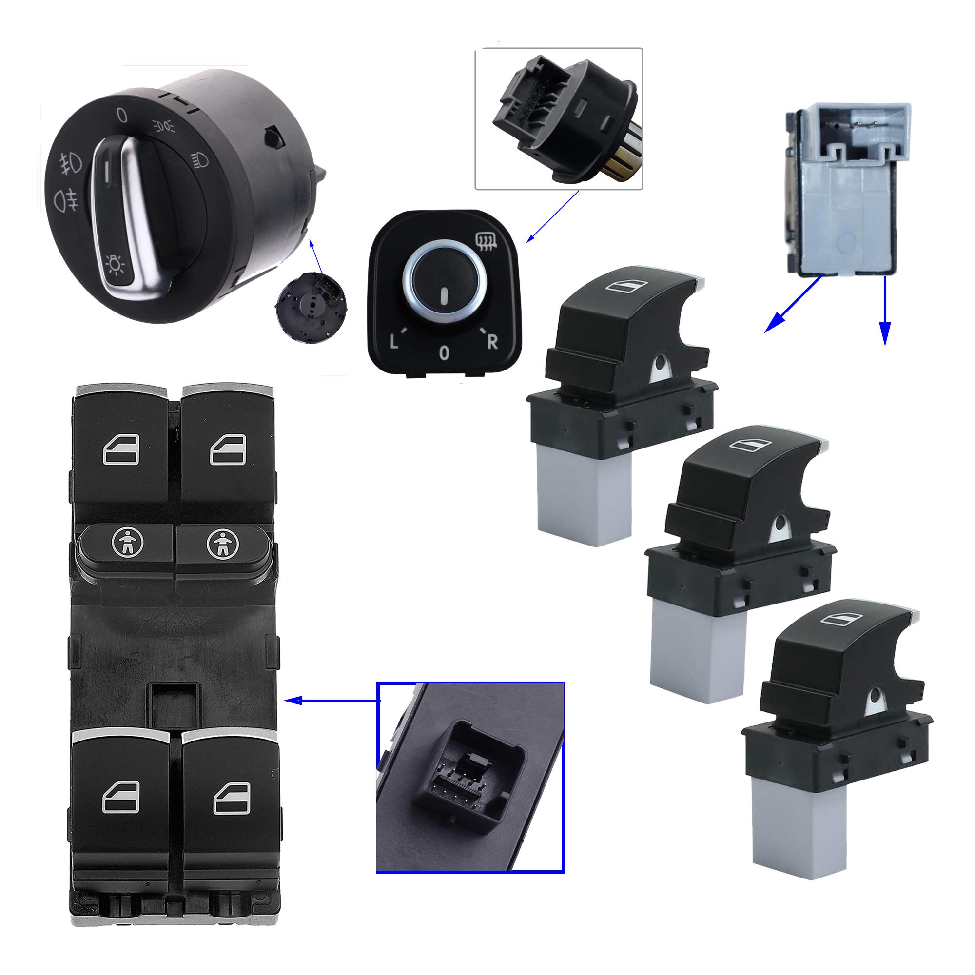 Kit boutons leve vitre retroviseurs commodo phare pour Sharan Alhambra PARTSLINE KC01276