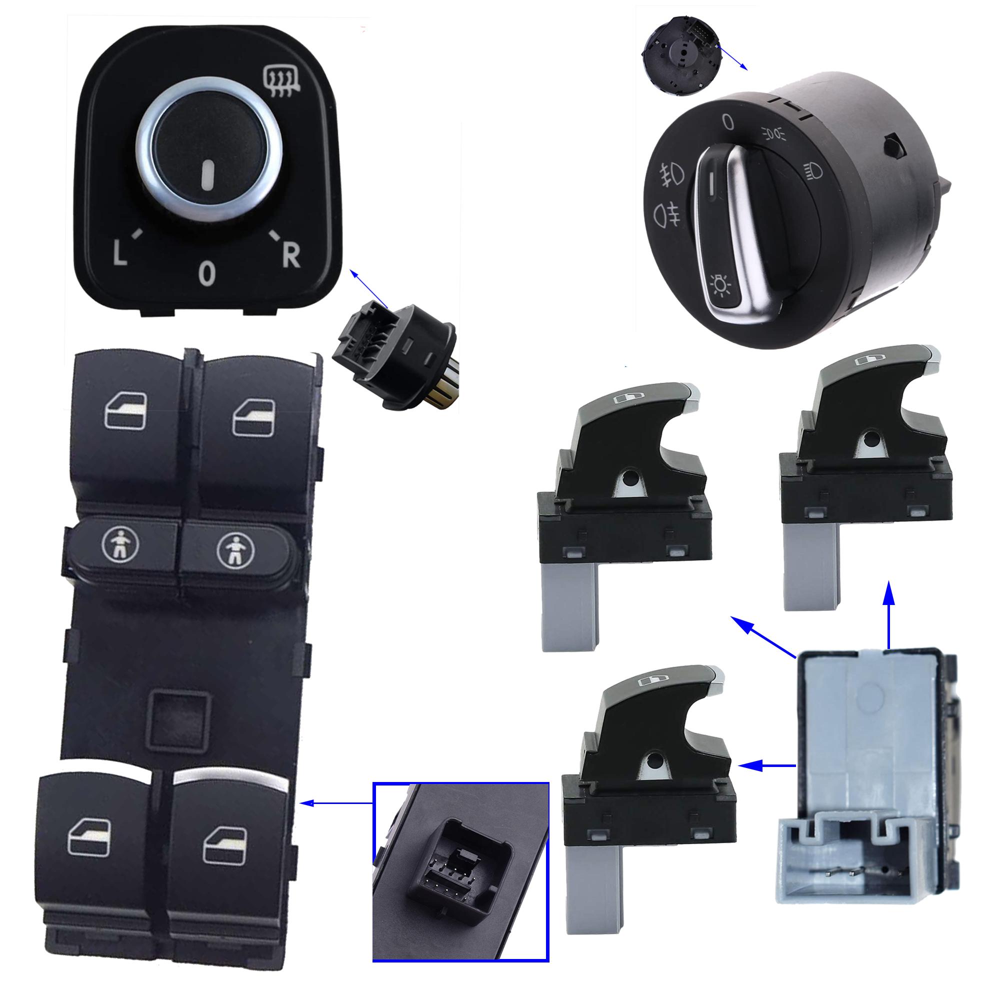 Kit boutons leve vitre retroviseurs commodo phare pour Sharan Alhambra PARTSLINE KC01276