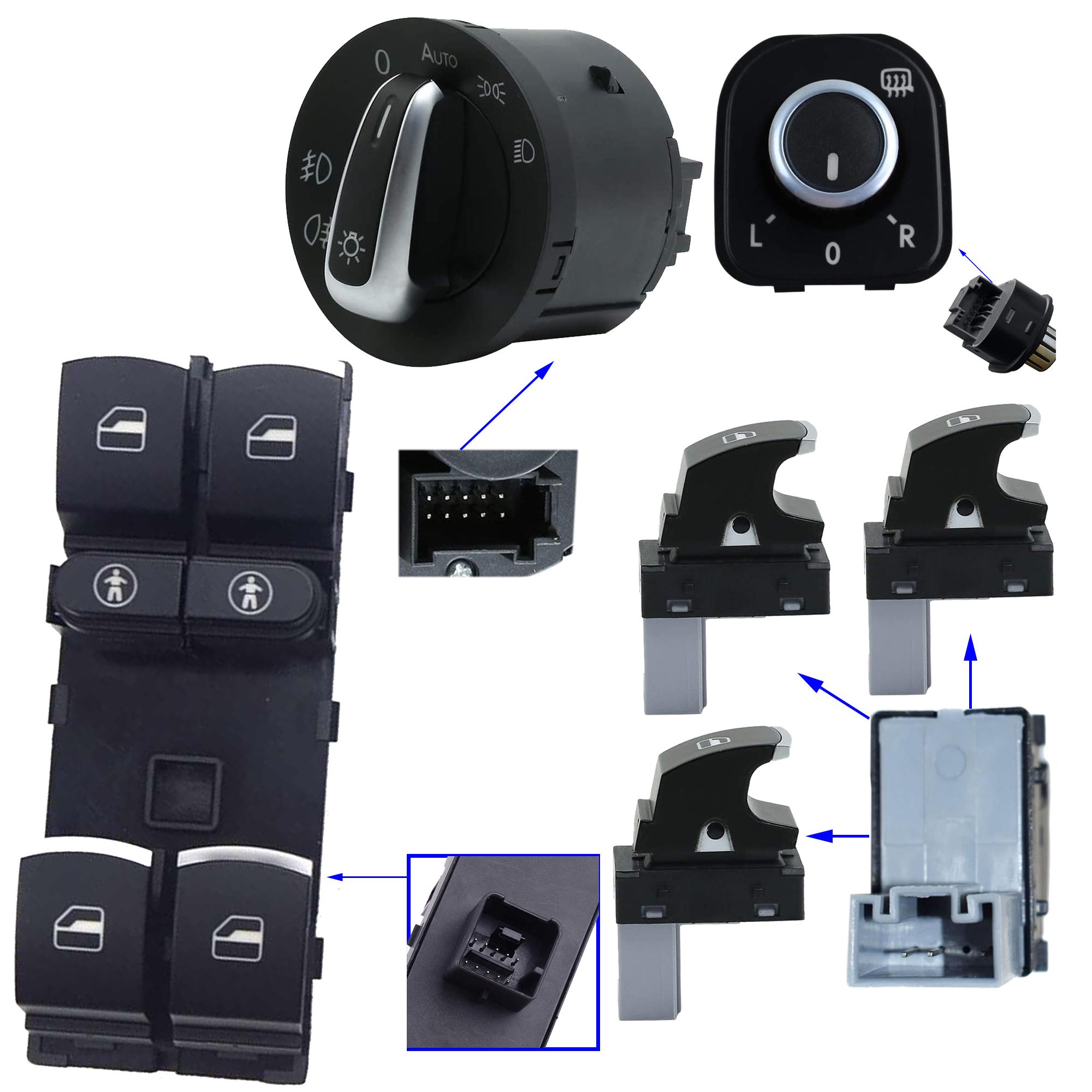 Kit boutons leve vitre retroviseur et commodo phare pour Sharan Alhambra PARTSLINE KC01278