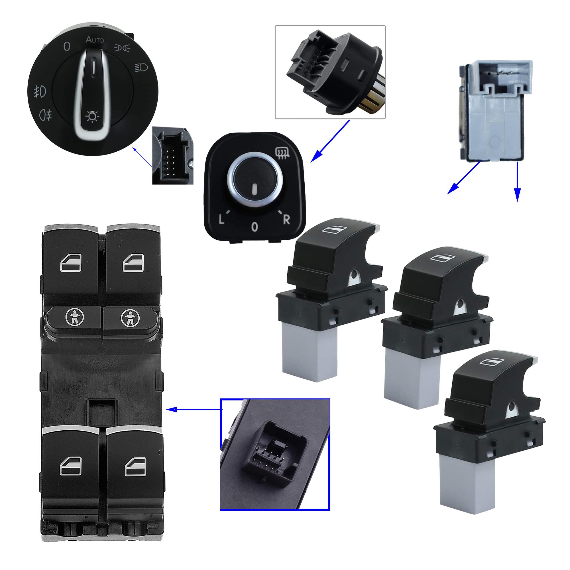 Kit boutons leve vitre retroviseur et commodo phare pour Sharan Alhambra PARTSLINE KC01278