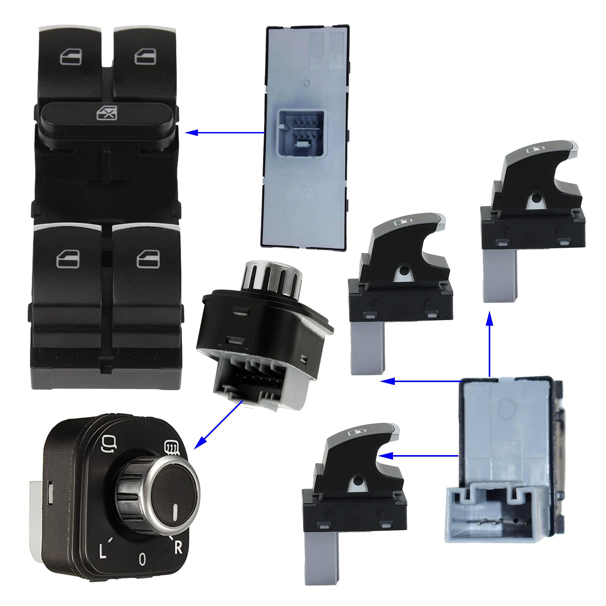 Bouton leve vitre et retroviseur pour Golf VI Passat B7 Tiguan CC PARTSLINE KC01293