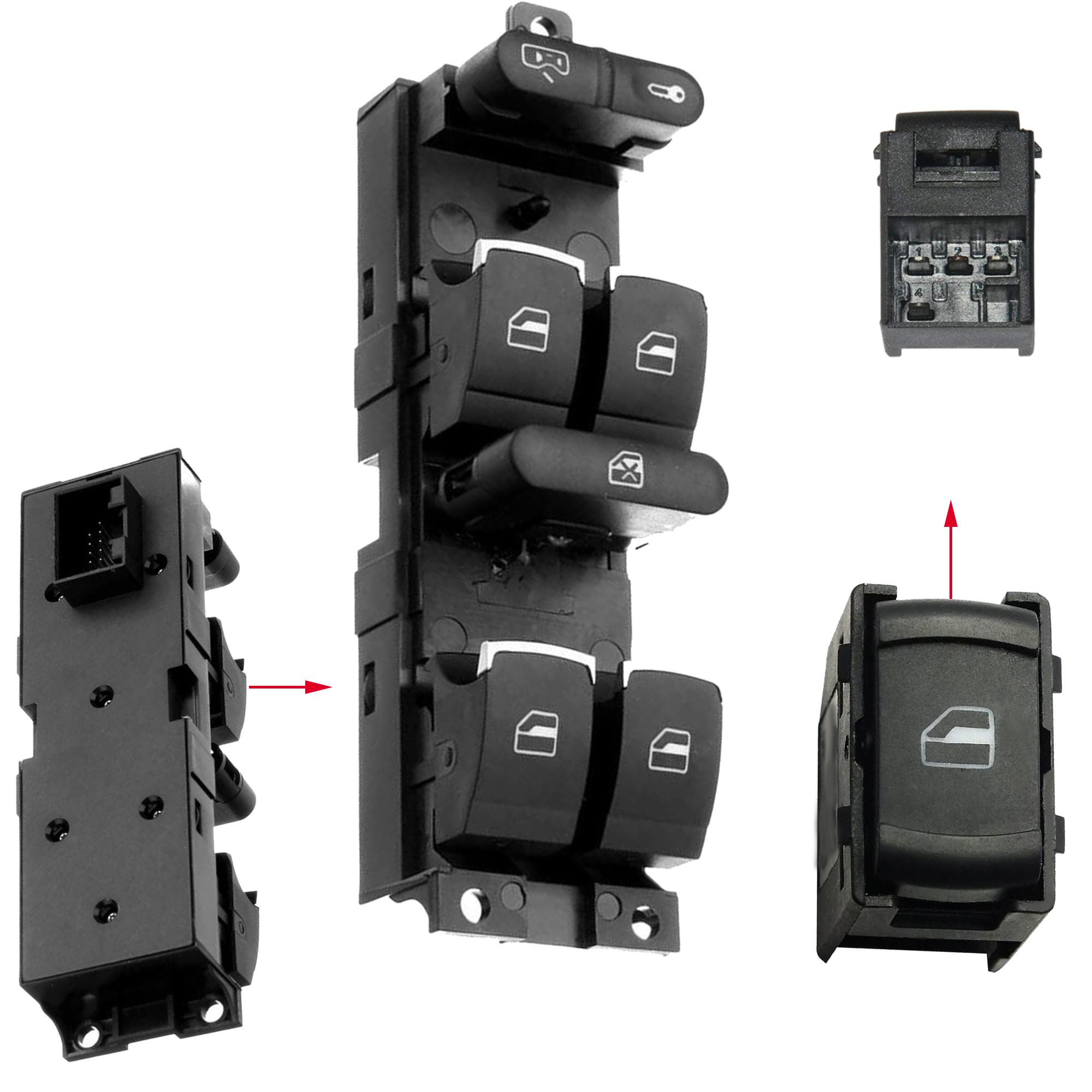 Bouton leve vitre avec platine avant gauche + droit ou arriere pour Golf Passat PARTSLINE KC01315