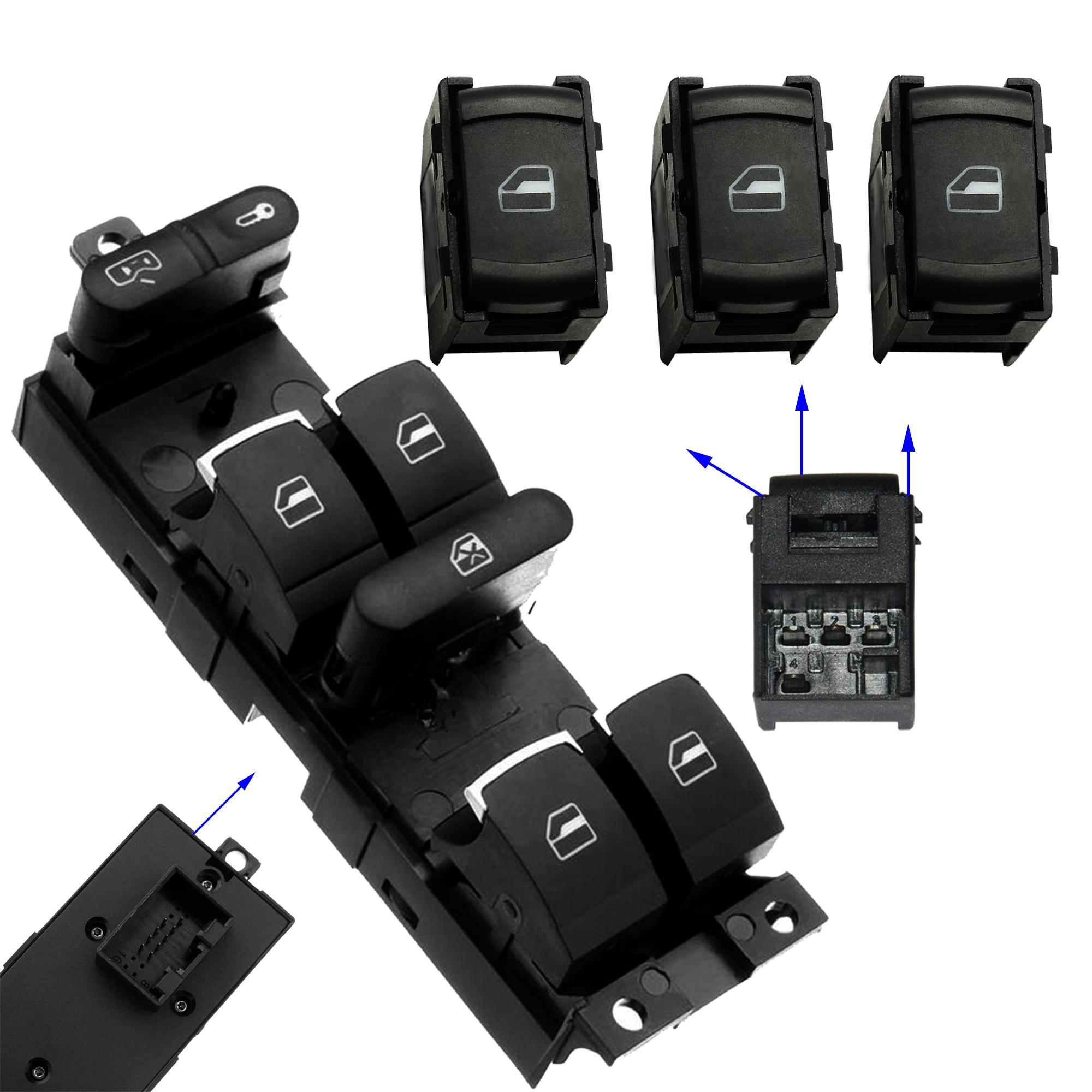 Boutons de leve vitre avant ET arriere pour Golf IV Passat B5 Bora Leon Toledo PARTSLINE KC01317