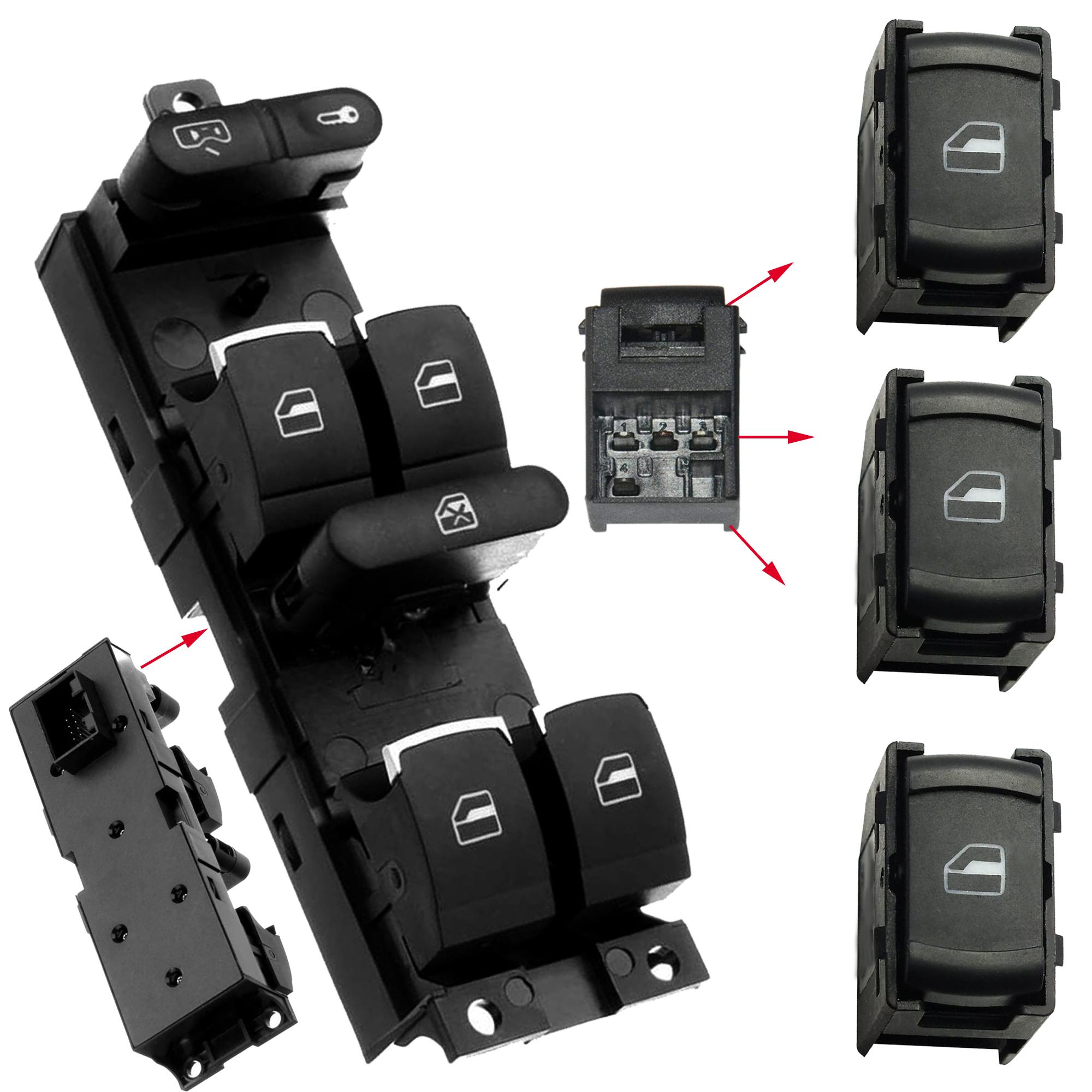 Boutons de leve vitre avant ET arriere pour Golf IV Passat B5 Bora Leon Toledo PARTSLINE KC01317