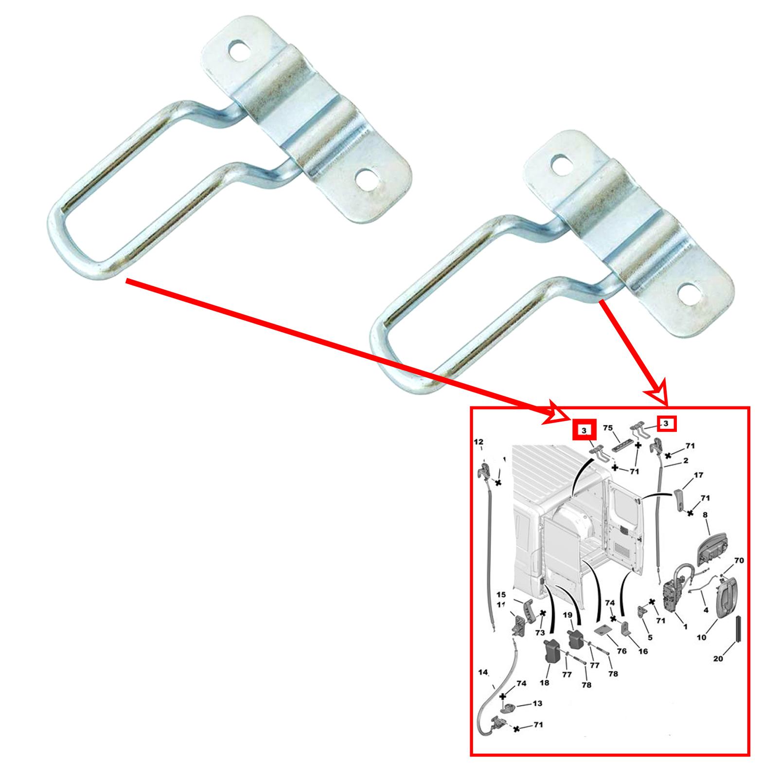 Lot 2 Guide verrou supérieur porte arrière gauche droite pour Jumper Boxer Ducato PARTSLINE KC01532