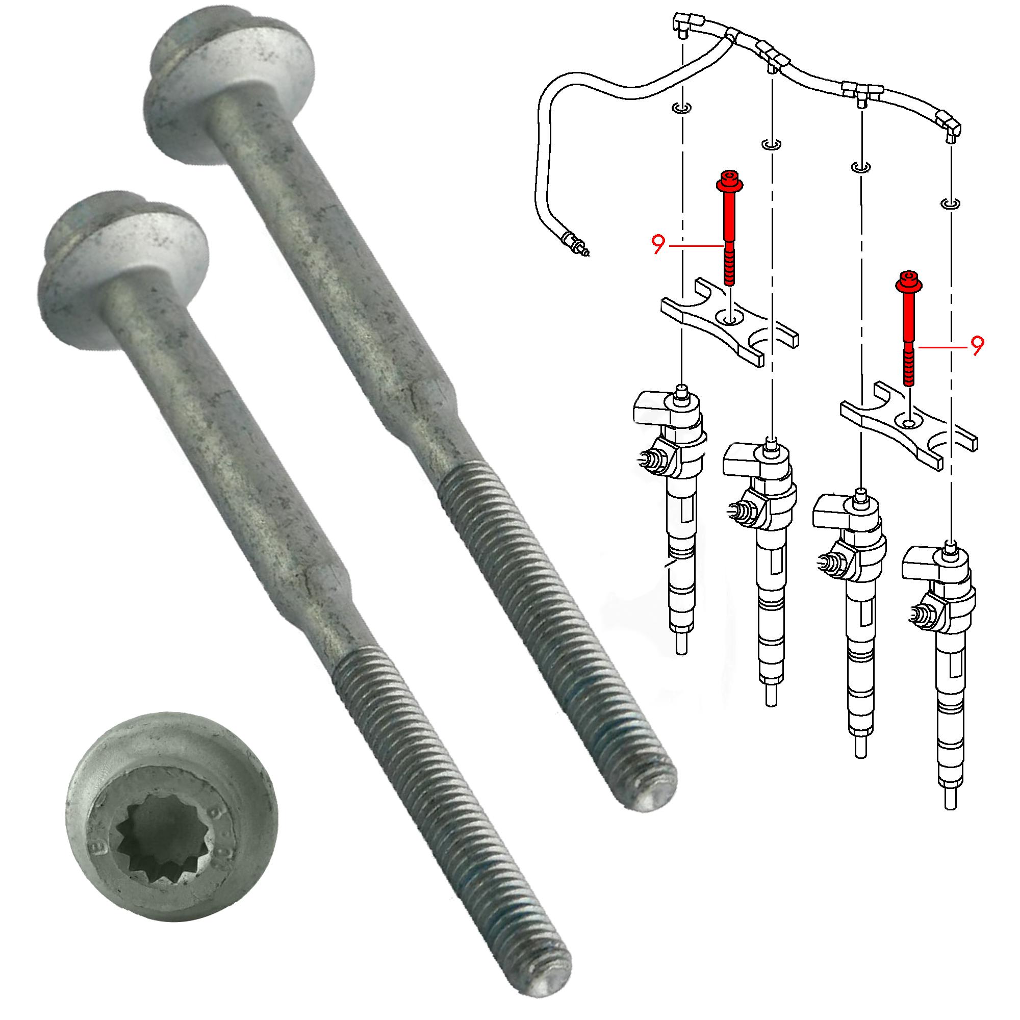 Lot de 2 Vis de support injecteur pour Golf 6 A3 Passat Tiguan Octavia 2.0 TDI PARTSLINE KC01647
