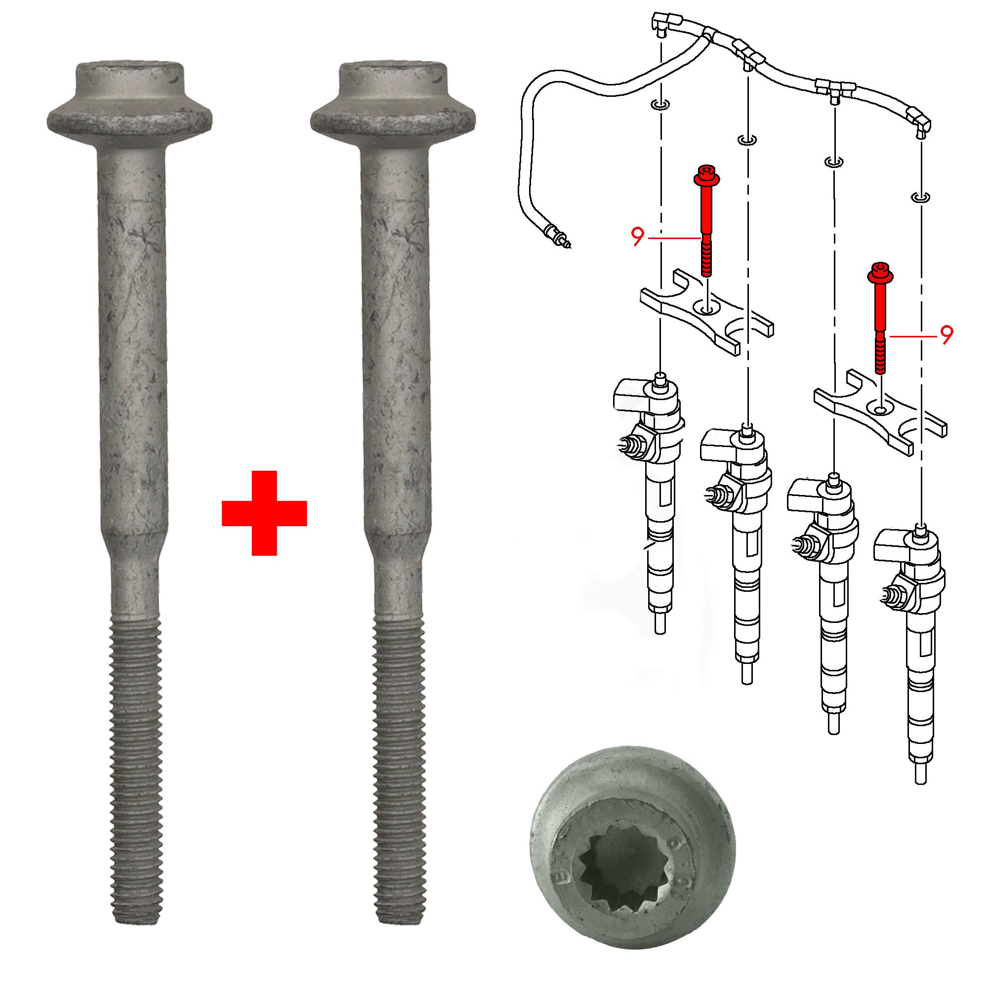 Lot de 2 Vis de support injecteur pour Golf 6 A3 Passat Tiguan Octavia 2.0 TDI PARTSLINE KC01647