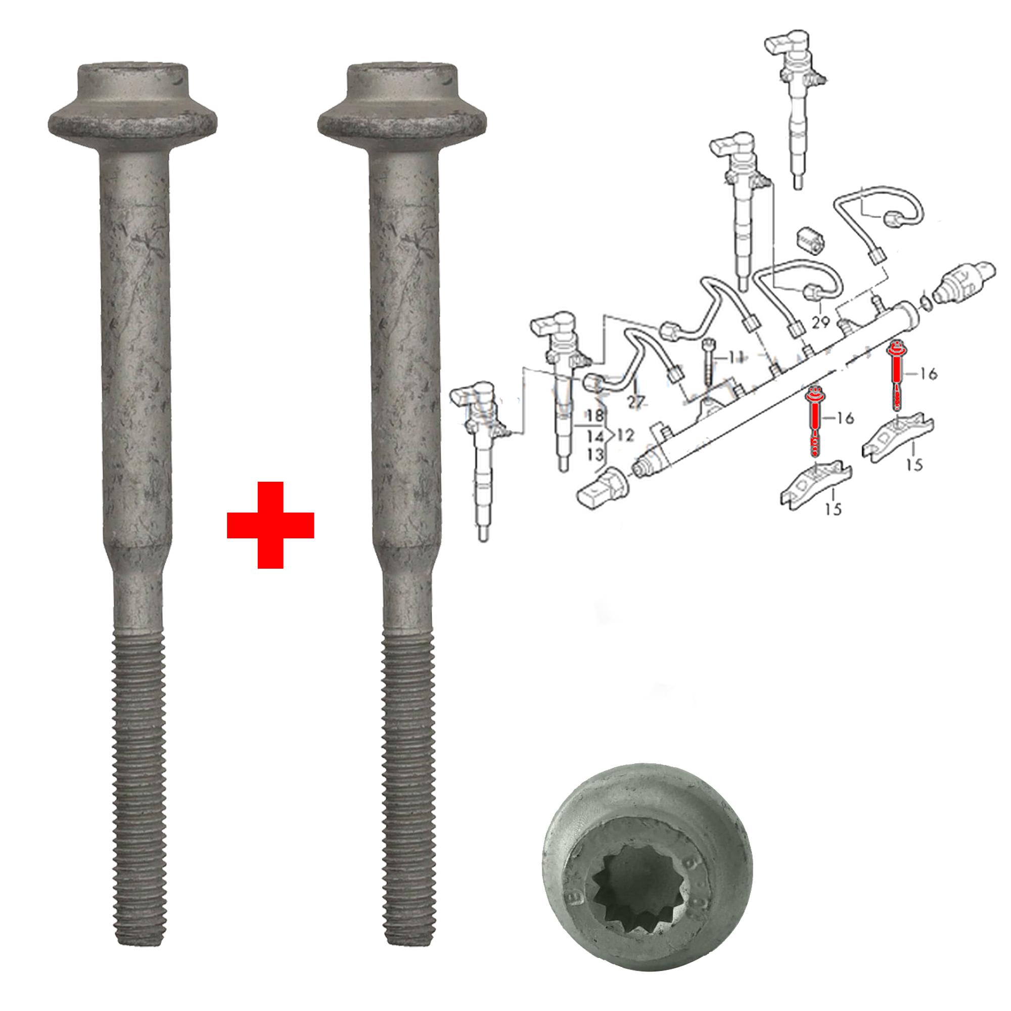 Lot 2 Vis support injecteur 1.6 2.0 TDI pour Golf Passat A3 Octavia PARTSLINE KC01649