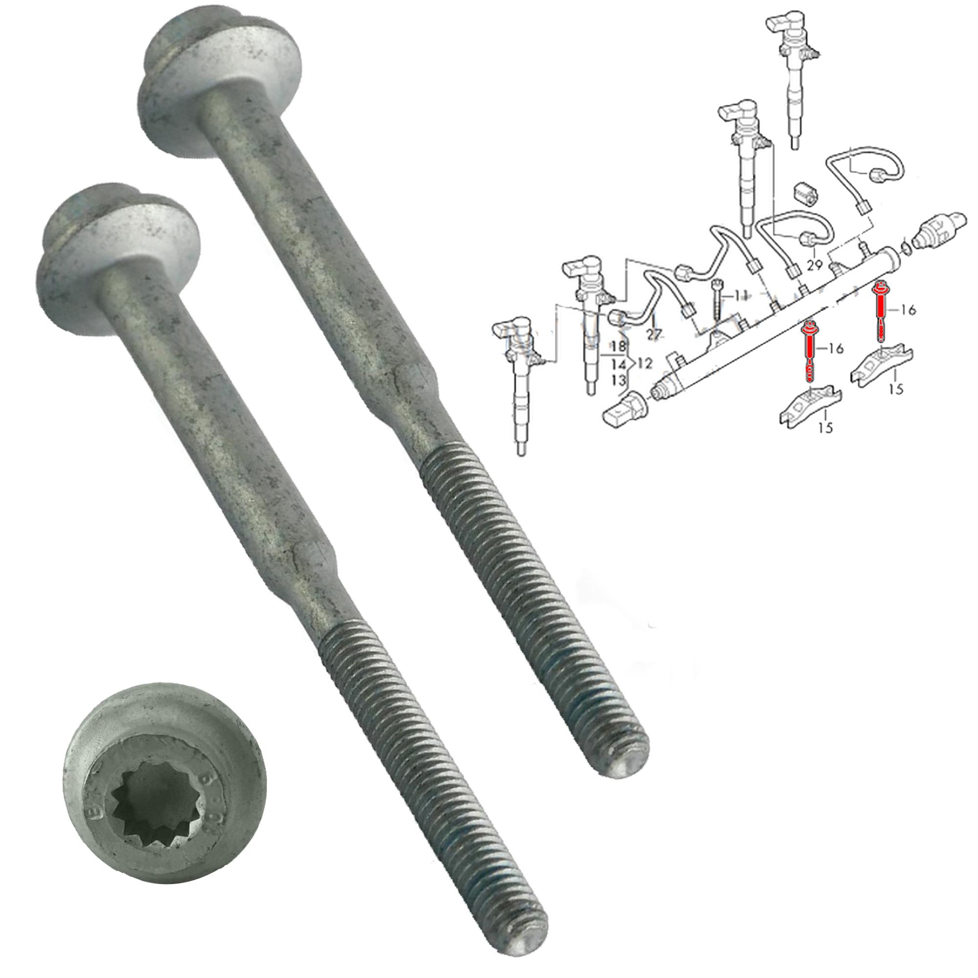 Lot 2 Vis support injecteur 1.6 2.0 TDI pour Golf Passat A3 Octavia PARTSLINE KC01649