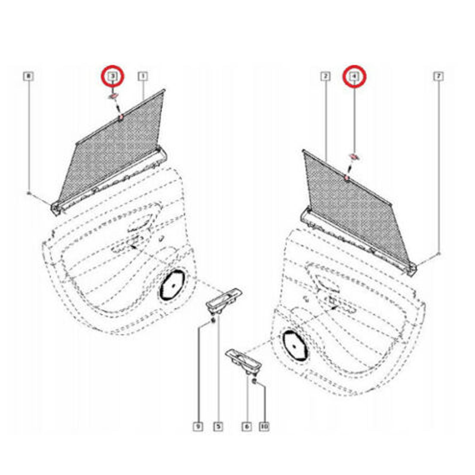 (Lot de 2) Clips, fixation pare-soleil de porte arrière pour Renault Scénic 3 PARTSLINE KC02179